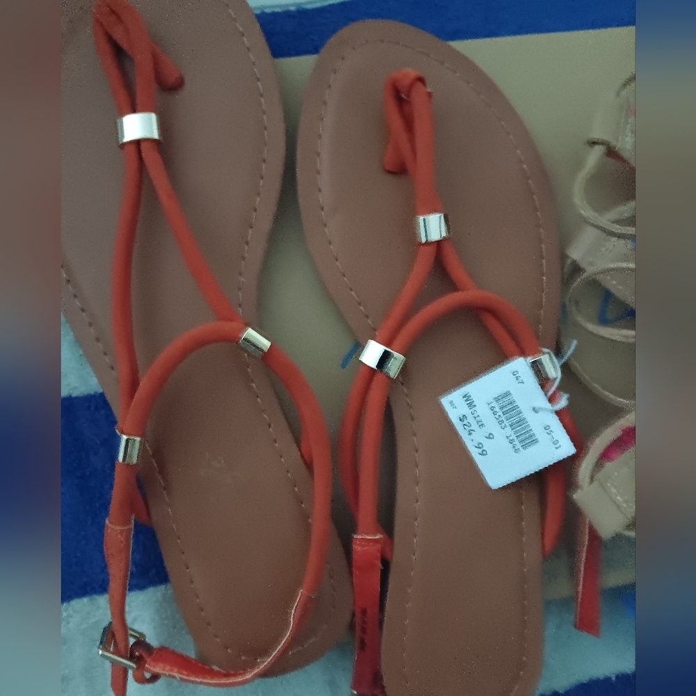 Orange FLAT SANDALS sz 9